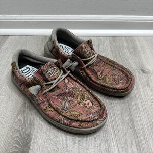 HEY DUDE Wally H2O Slip on Moc Boat Shoe Mens 10 Sail on Sailor Floral Tropics